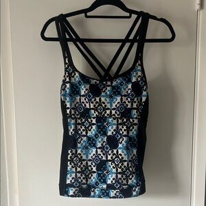 Stylish Women's Blue and Black Patterned Top